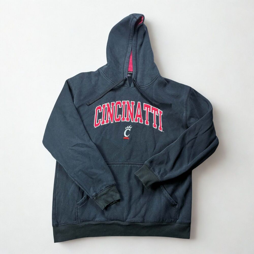 Champion Hoodie Mens L Cincinnati Bearcats Black College University Sweatshirt
